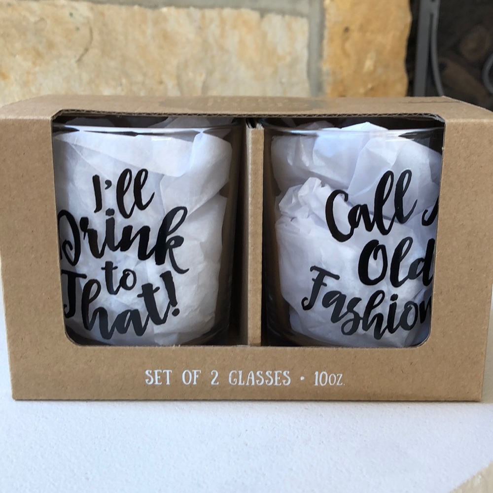 🆕 Rocks Glasses Set of2 Old Fashion/I’ll drink to - Picture 7 of 8